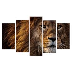 Imagem de Quadro Decorativo Mosaico 5 Peças Mod805 Leão Solitário