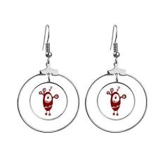 Imagem de Brincos de argola com pingente de criatura de monstro alienígena com círculo de gota