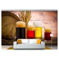 Imagem de Papel De Parede Cerveja Bebida Barril Caneca 3D Al86