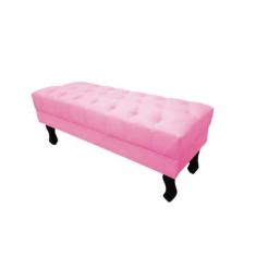Imagem de Recamier Baú Luis Xv Capitonê Retrô 120 Cm Suede Rosa Bebê Ms Decor -