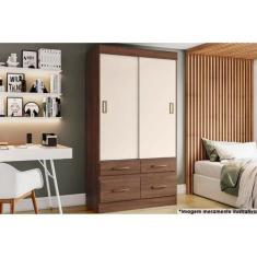 Imagem de Guarda Roupa Casal 2 Portas de Correr e 4 Gavetas Briz BE25 Flex Casta