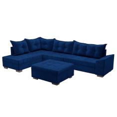 Imagem de sofá de canto itapema veludo azul