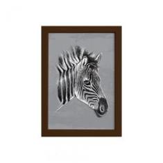 Imagem de Quadro para Sala Safari Zebra Moldura Marrom 33x43cm