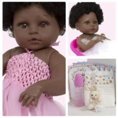 Imagem de Boneca Reborn Recém Nascida Pretinha Bailarina + Acessórios - Cegonha