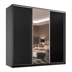 Imagem de Guarda-Roupa Casal com 1 Espelho Belluno 3 PT 3 GV Preto
