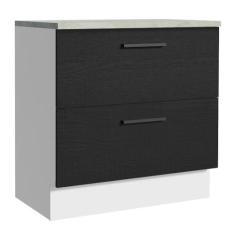 Imagem de Balcão 80 cm 2 Gavetas Branco/preto Agata Madesa