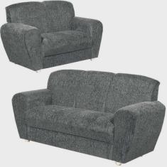 Imagem de Conjunto de Sofá 5010 com 2 e 3 Lugares Tecido Suede Cor Cinza