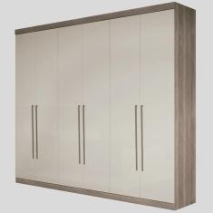 Imagem de Guarda Roupa 6 Portas e 4 Gavetas Versalles Castanho Off White 273cm