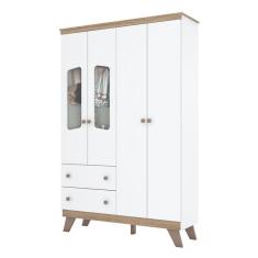 Imagem de Guarda Roupa Infantil 4 Portas Confete Branco Brilho Jequitibá hp - Henn