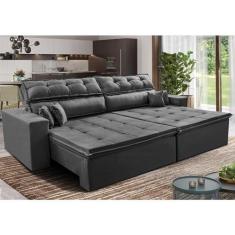 Imagem de Sofá Retrátil e Reclinável 2,92m Luxos Cama Inbox Velusoft Cinza