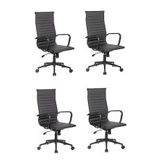 Imagem de Conjunto 4 Cadeiras de Escritório Presidente Sevilha Alta com Base Office Rivatti Preto