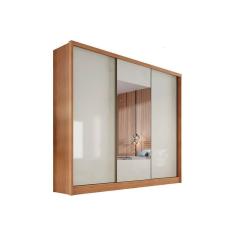 Imagem de Guarda Roupa 3 Portas de Correr e 8 Gavetas c/ Espelho Arezzo/Medelim Cumaru/Fendi - Novo Horizonte