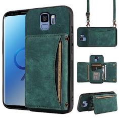 Imagem de Capa de telefone para Samsung Galaxy S9 capa carteira com alça de ombro transversal e suporte de cartão de crédito de couro bolso fino acessórios para celular bolsa flip S 9 Edge 9S GS9 mulheres