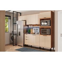 Imagem de Cozinha Modulada Completa Alpha 4 Peças (2Aéreos+1Balcão+1TorreQuente) C4P71 Freijo/Off White - Carraro