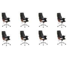Imagem de Kit 8 Cadeiras de Escritório Presidente Giratória Coimbra Pu Preto