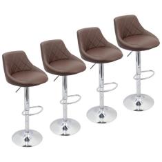 Imagem de Kit 4 Banquetas Milano Carmel Estofada Girat ria C/ Regulagem
