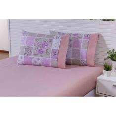 Imagem de Jogo Lençol 3 Peças Cama Viúva Percal 150 Fios Estampa Rose