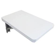 Imagem de Mesa dobrável montada na parede Mesa de computador Mesa de parede dobrável de madeira branca Organizador de cozinha Mesa de jantar de canto Bancada de trabalho flutuante, com suportes de aço