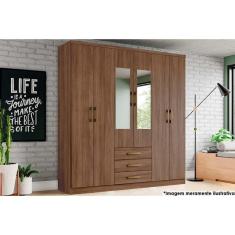 Imagem de Guarda Roupa 6 Portas (2 c/ Espelho) e 3 Gavetas Caju DA136 Castanho - Henn