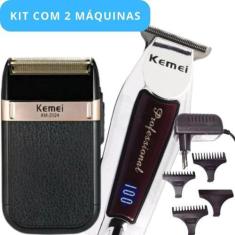 Imagem de Kit Completo Masculino Kemei: Barbeador 2024 E Máquina De Cabelo 9164