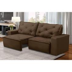 Imagem de Sofá Retrátil e Reclinável 3 lugares com Molas 1,50m Alana Suede Marro