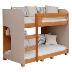 Imagem de Beliche Solteiro em Mdf Ema com Kit Pés Cimol Nature/off White