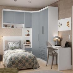 Imagem de Quarto Canto Solteiro Guarda-roupas, Cabeceira, Escrivaninha - LUCIANE