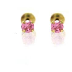 Imagem de Brinco Infantil Helix Tragus Briolet Pedra Rosa Ouro J23392 - Maví Joi