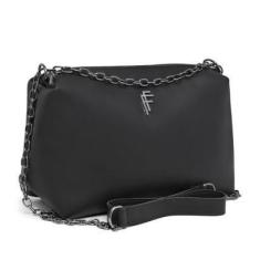 Imagem de Bolsa Transversal Lateral Tira Colo Bolsa Soft Alça Corrente Grafite-Feminino