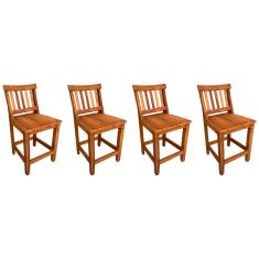 Imagem de Kit 4 Banquetas Baixa Com Encosto Conforto Madeira Maciça De Demolição