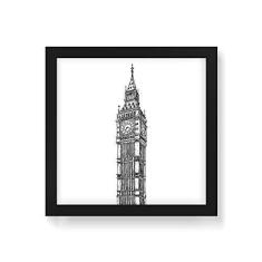 Imagem de Arte Maníacos Quadro Decorativo Big Ben Linhas - 30x30cm (Moldura em laca )
