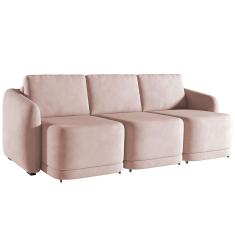 Imagem de Sofá Cama para Sala de Estar 3 Lugares 276cm Montserrat K01 Veludo Rosê - Lyam Decor
