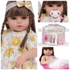 Imagem de Boneca Reborn Realista 100% Vinil Fofinha Com Acessórios - Cegonha Reb