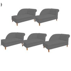 Imagem de Kit 05 Recamier  Decorativa  Judi Pé Em Madeira  2 Lugares Sala De Est