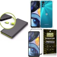 Imagem de Capinha Moto G22 + Carregador Portátil 5.000 maH + Película 3D - Armys
