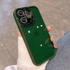 Imagem de Estojo rígido transparente luxuoso Hybrid Armor Glitter Diamond para iPhone 14 Pro Max 13 12 11 Chapeamento Tampa de proteção da lente da câmera, verde, para iphone 12 ProMax
