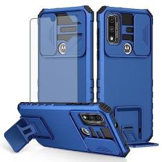 Imagem de Asuwish Capa de telefone para Motorola Moto G Pure 2021 com protetor de tela de vidro temperado e capa de câmera deslizante com suporte para celular protetora fina MotoGPure MotoG GPure XT2163DL 6,5