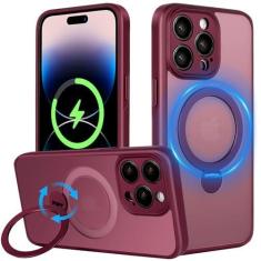 Imagem de Jockvo Capa de telefone para iPhone 15 Pro de 6,1 polegadas, suporte magnético giratório de 360° [compatível com MagSafe] [proteção de grau militar] capas de telefone à prova de choque para mulheres e