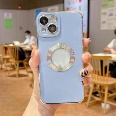 Imagem de Capa de telefone galvanizada macia de luxo para iPhone 11 12 13 14 15 Pro Max XS X XR 7 8 Plus Mini capa de silicone oca, azul celeste, para iPhone 8Plus