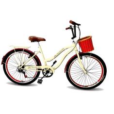 Imagem de Bicicleta Feminina Aro 26 Com Cestinha Tpo Vime Retrô 6V Bg - Maria Cl