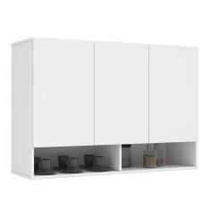 Imagem de Armário Milão Suspenso Multiuso 3 Portas Nicho com Divisória Organizador Lavanderia Cozinha Dispensa - Branco - RPM Móveis