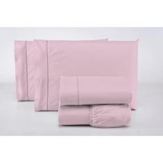 Imagem de Lençol Avulso Queen Com Elástico 200 Fios 100% Algodão Macio (Rosa)