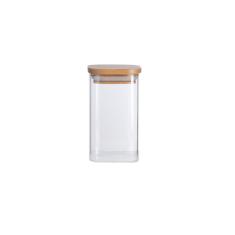 Imagem de Pote de Vidro Quadrado 250ML com Tampa de Bambu Flat - Oikos
