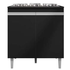 Imagem de Balcão Gabinete Lena Cooktop 2 Portas para Cozinha Preto - Bela Móveis