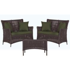 Imagem de 2 Sofá Área e Mesa Igapó Alumínio Pintura Marrom Corda Náutica Estofado Impermeável Almofada 13 Trama