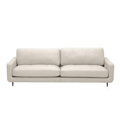 Imagem de Sofá Decorativo Isaac 4 Lugares Sala De Estar 270cm Pés Em Aço Couro Off White