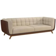 Imagem de Sofá 2 Lugares 180cm Coin PU Marrom  Bouclé Suave Off White - Sallar H