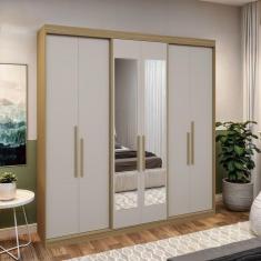 Imagem de Guarda-roupa Casal 6 Portas Lugano com Espelho Cedro/Off White