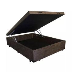 Imagem de Base Box Baú Viúva Suede Marrom - 39x128x188