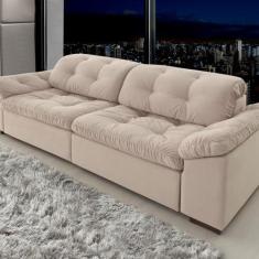 Imagem de Sofá Retrátil e Reclinável 2 Lugares 260 Cm Veludo Bege